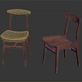 Stylish Accent Chairs With Wooden Frame Woven Seat And Curved Backrest Design