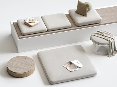 Minimalist Modern Living Room Cushions Round Table And Stool 3d model Minimalist Modern Living Room Cushions Round Table And Stool 3d model