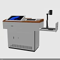 White Functional Desk With Tablet Keyboard Extending Arm Storage Drawer And Cabinet 3d model