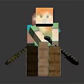 Minecraft Wooden Boat With Two Characters Rowing In Pixel Art Style