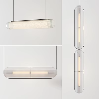 Contemporary Cylindrical Glass Pendant Light With Sleek Metal Frame And Soft Illumination For Interior Spaces 3d model