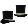 Stylish Top Hats Black and Purple with Black Background and Green Line Sketches