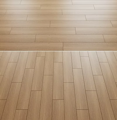 Natural Light Brown Wooden Flooring With Smooth Grain And Plank Design 3d model