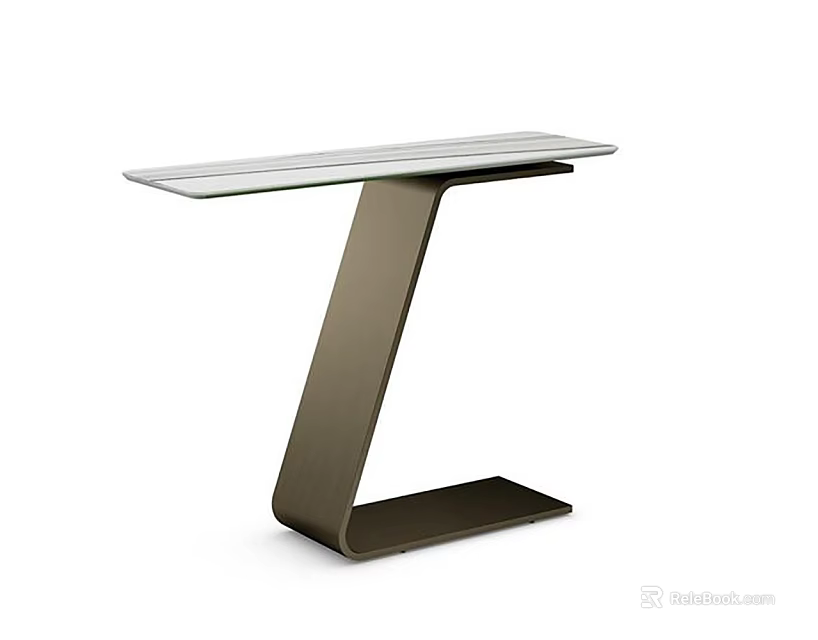 Sleek Modern Console Table With Z Shaped Metal Frame And Light Colored Top 3d model 