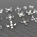 White Outdoor Table And Chair Sets Arranged In Neat Open Space