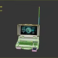 Portable Tech Device With Antenna Screen Green Interface And Gear Icon