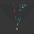 Projection Monitoring Silver Device With Colorful Light Rays And Geometric Patterns