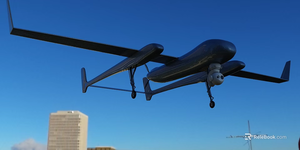 Intelligent Drone Flying Over Urban Area With High Rise Building And Surveillance Camera System 3d model 