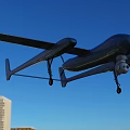 Intelligent Drone Flying Over Urban Area With High Rise Building And Surveillance Camera System