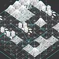 Strategic Weapon Setup In Mountain Terrain With Water Pools And Grid Layout