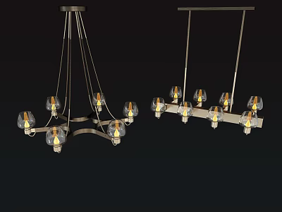 Modern Chandelier Design With Glass Shades And Metal Frame For Home Interior 3d model