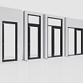 Sleek Modern Doors In Different Styles With Black Frames And White Walls 3d model