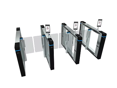 Commercial Access Control Turnstile Equipment With Digital Screens For Business Use 3d model