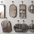Decorative Wall Mounted Mirrors with Modern Design in Various Shapes and Storage Shelves