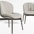 Modern Upholstered Dining Chairs With Light Gray Fabric And Dark Wooden Legs