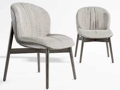 Modern Upholstered Dining Chairs With Light Gray Fabric And Dark Wooden Legs 3d model