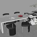 Modern Dining Table and Chair Combination Island Table Dining Table and Chair 3d model
