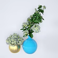 Decorative Vases With Colorful Flowers And Green Plants For Home Decoration