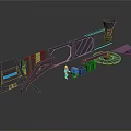 Futuristic Scene Components With Platform Modules Equipment Glowing Panels And Metallic Structures 3d model