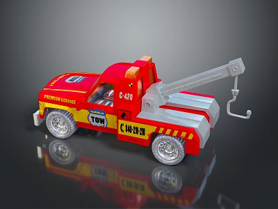 Red Fire Department Toy Tow Truck With Crane Arm And Campbell Logo 3d model