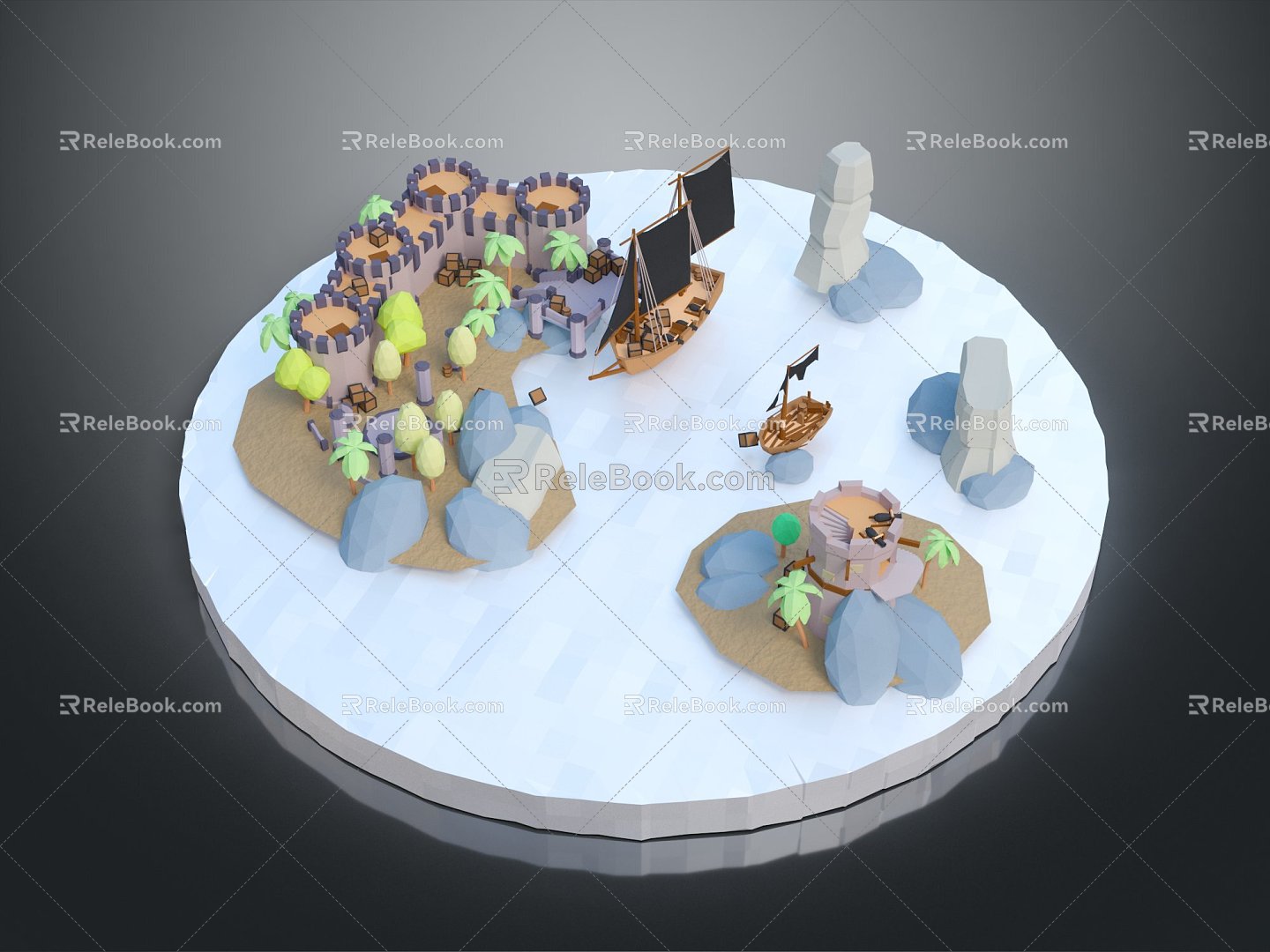 Modern Cartoon Scene Pirate Island Game Environment Game Fairy Tale 3d model