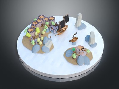 Modern Cartoon Scene Pirate Island Game Environment Game Fairy Tale model