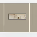 Minimalist Sofa Background Wall With Horizontal Decorative Painting And Vertical Lines