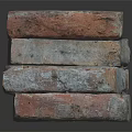Stacked Bricks with Red and Gray Textured Surfaces on Dark Background with Reflection 3d model
