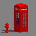 Red Telephone Booth And Fire Hydrant In Urban City Environment