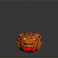 Orange Tiger Shaped Keychain With Tiger Stripes Metal Ring And Chain