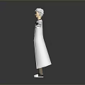Cartoon Character With White Long Coat Brown Pants And Gray Hair Arms Outstretched