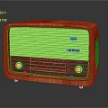 Vintage Red Wooden Radio Electronic Appliance With Knobs And Tuning Dial