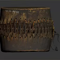 Vintage Handcrafted Wooden Musical Drum With Rustic Surface And Intricate Woven Straps Design