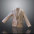 Tailored Plaid Blazer With Notched Lapel Single Button And Pockets On Gray Background With Reflection