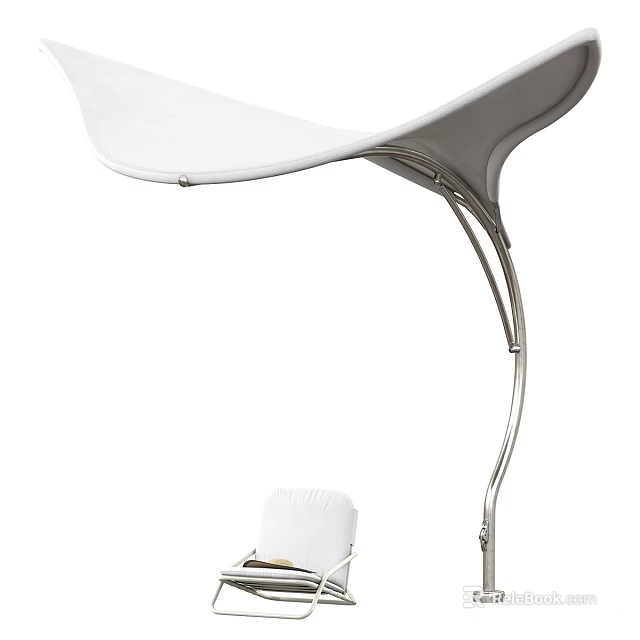 Modern Outdoor White Canopy with Sturdy Metal Frame for Patio Sun Shade 3d model 