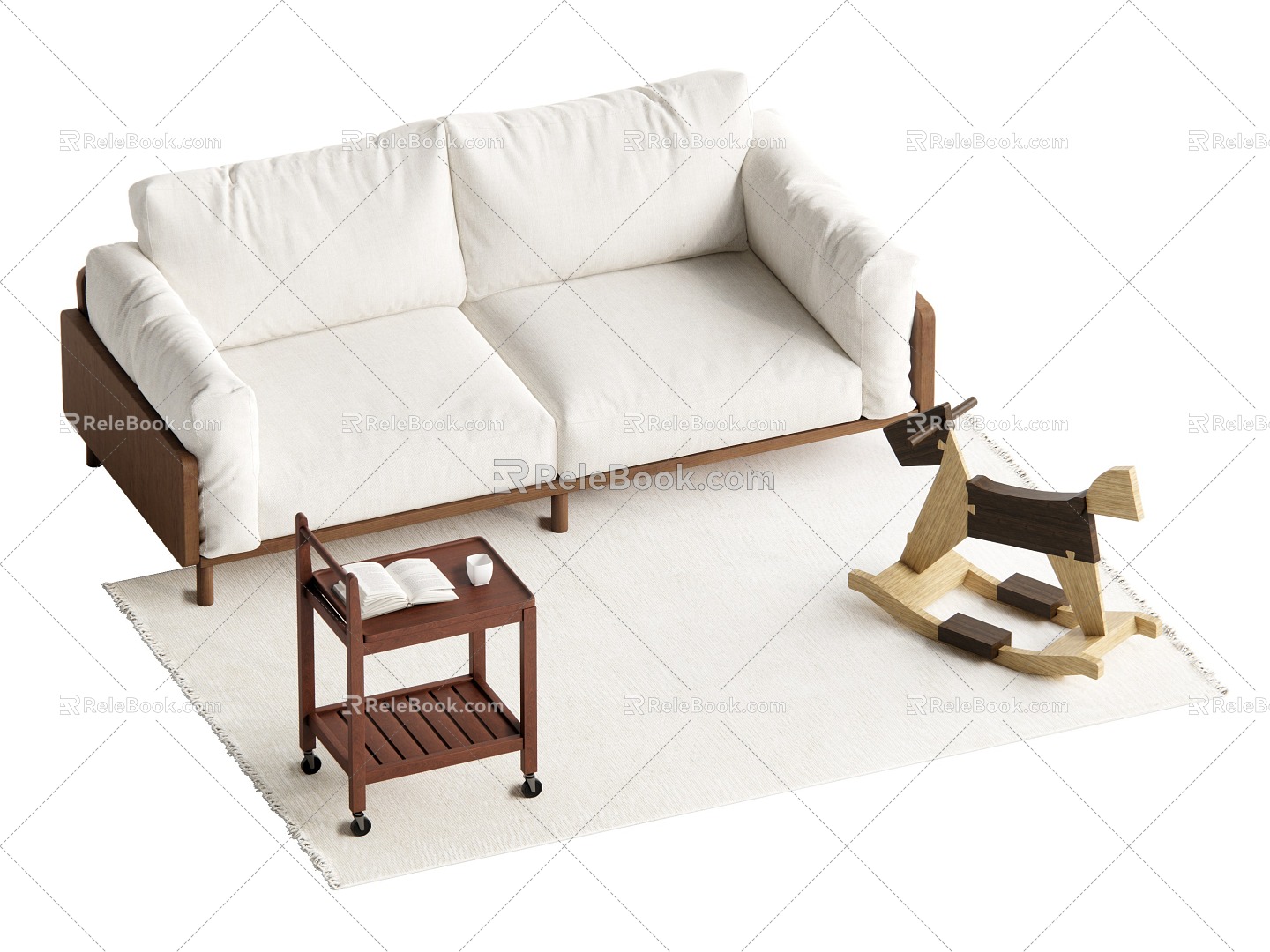 Log-style double sofa 3d model