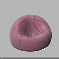 Pink Round Bean Bag Chair With Stitched Design And Soft Comfortable Texture 3d model