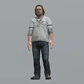 Male Game Movie Character Wearing Stained White Hoodie And Dark Jeans