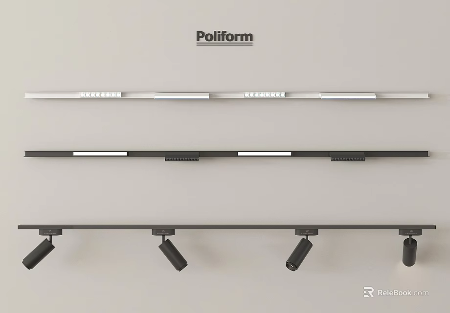 Poliform Modern Downlights And Spotlights With Stylish Track Design Fixtures 3d model 