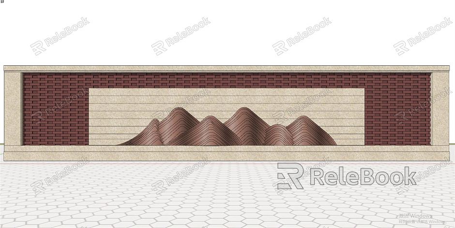 New Chinese Style View Wall End View Wall model