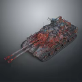 Weathered Military Tank With Detailed Armored Structure Long Cannon Barrel And Heavy Tracks