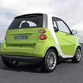 Green Two Seater Compact Car With Modern Design For City Commuting And White Roof