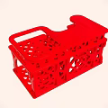 Red Plastic Children's Table With Hollow Carved Design And Stable Structure 3d model