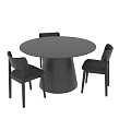 Modern Minimalist All Black Dining Table And Upholstered Chair Combination For Stylish Home Dining Space