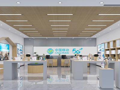 China Mobile 5G Digital Store With Modern Interior And Product Display Counters 3d model