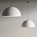 White Dome Shaped Modern Pendant Lights Hanging In Minimalist Interior Design