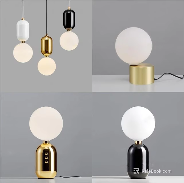 Modern Table Lamp With Gold Black Base And White Shade For Home Decor 3d model 