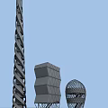 Modern Spiral Tower Design With Glass Structure Metal Frame And Decorative Dome