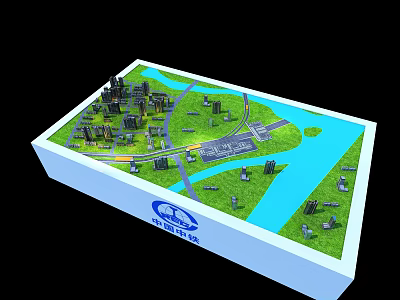 Detailed Urban Planning Model Commercial Equipment with Roads Rivers and Buildings 3d model