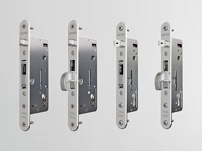 Four Metal Door Handles Featuring Mechanical Structures And Detailed Designs 3d model